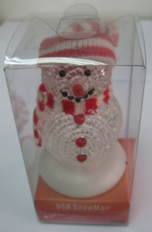 USB LED Flash Colorful Light Christmas Crystal Snowman